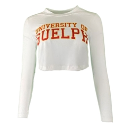 White University of Guelph Longsleeve Cropped Tee