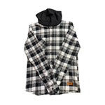 WHITE/BLACK GRYPHON FLANNEL BUTTON-UP HOODIE