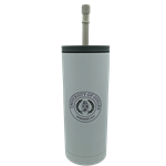 White 20 oz Circle Crest Superb Sippy Bottle with Straw