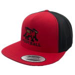 Red and Black Football Stacked 5-Panel (Flat Brim) Hat
