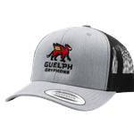 Grey and Black Guelph Gryphons Stacked 6-Panel Trucker Hat