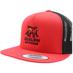 Red and Black Guelph Gryphons Stacked 5-Panel (Flat Brim) Trucker Hat