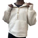 Gryphon Scuba Oversized Half-Zip Hoodie- Ivory