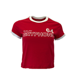 Guelph Gryphons Cropped Striped Ringer Tee - Red
