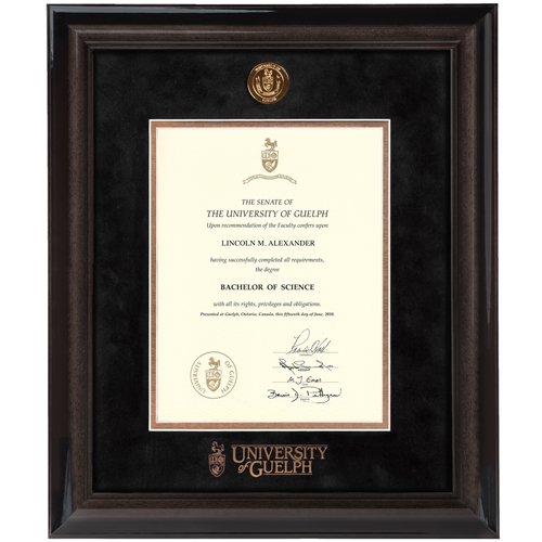 University of Guelph Bookstore Black Medallion Degree Frame