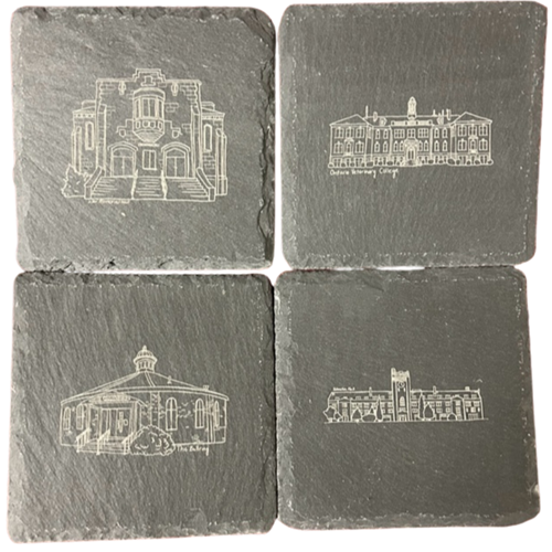 University of Guelph Bookstore Campus Building Slate Coaster Set