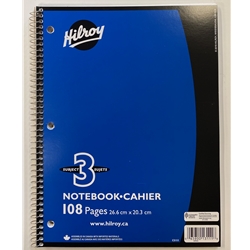 3Sub 108pg Hilroy Coil Notebook