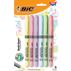 BIC Brite Liner Grip Pastel Highlighter - 6 pack