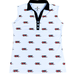 White Repeating Gryphons Women's Sleeveless Rolo Polo
