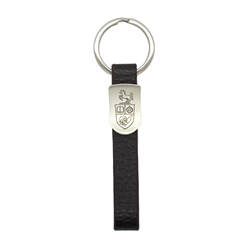 Black Horse Crest Leather Keychain