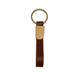 Brown Horse Crest Leather Keychain