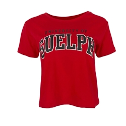 Red University of Guelph Cropped Short Sleeve Tee