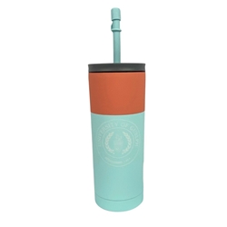 Teal/Orange 20OZ Circle Crest Superb Sippy Bottle W/ Straw