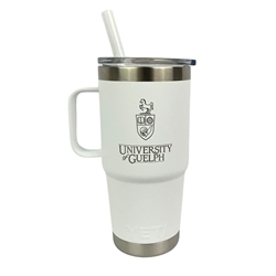 White Yeti Rambler 25oz Horse Crested Straw Mug