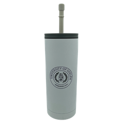 White 20 oz Circle Crest Superb Sippy Bottle with Straw