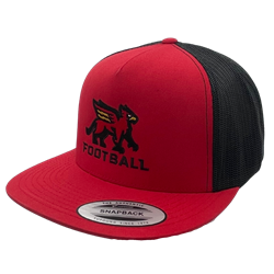 Red and Black Football Stacked 5-Panel (Flat Brim) Hat