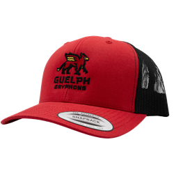 Red and Black Guelph Gryphons Stacked 6-Panel Trucker Hat