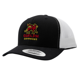 Black and White Guelph Gryphons Stacked 6-Panel Trucker Hat