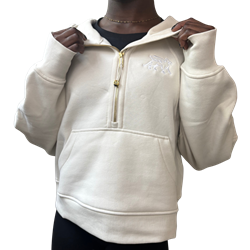 Gryphon Scuba Oversized Half-Zip Hoodie- Ivory