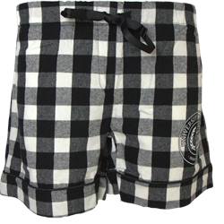 Circle Crest Flannel Sleep Short - White and Black