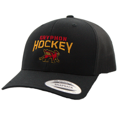 Gryphon Hockey Panel 6-Panel Trucker Hat - Black