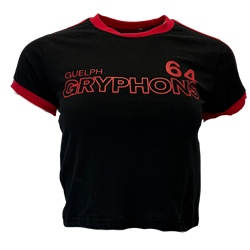 Guelph Gryphons Cropped Striped Ringer Tee - Black