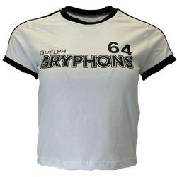 Guelph Gryphons Cropped Striped Ringer Tee - White