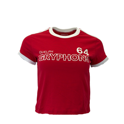 Guelph Gryphons Cropped Striped Ringer Tee - Red